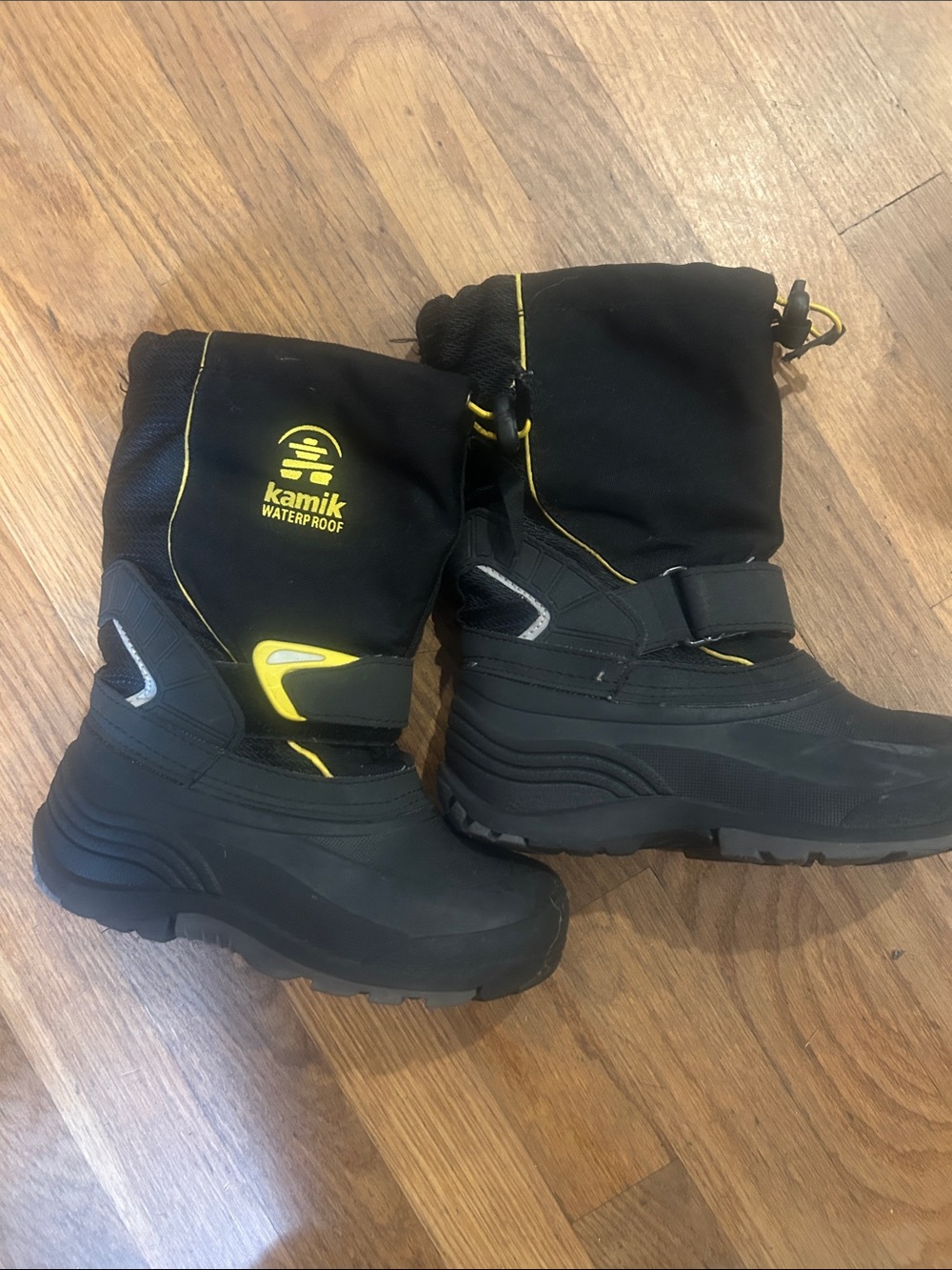 Kamik Kids Waterproof Black and Yellow Snow Boots